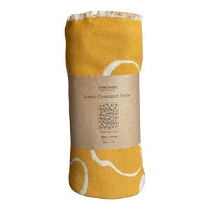 NEW Barker Textiles Yellow Luxury Oversized Throw Floral Print 55” x 71”